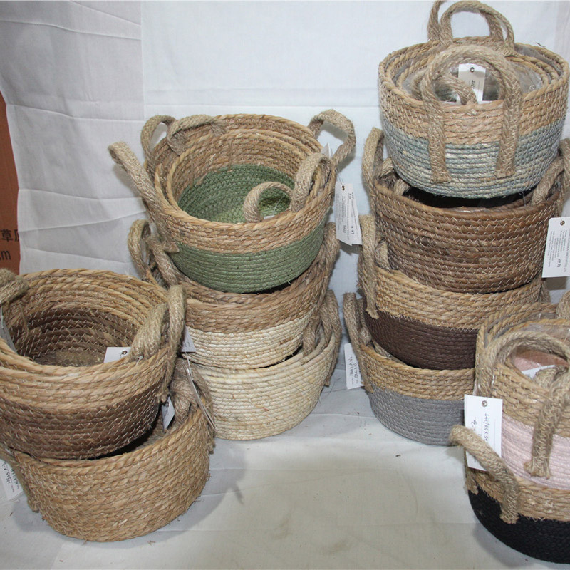 House ware orgazinal natural straw drawstring basket bag