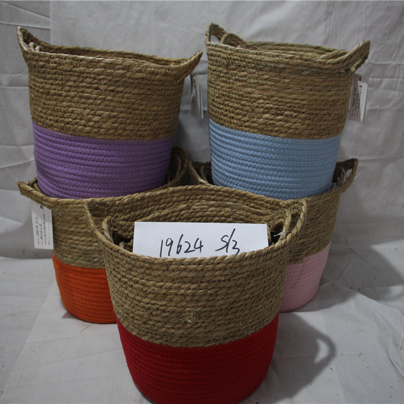 Handmade Straw Storage Box Seagrass Basket Rattan Fruit Container Makeup Organizer Woven Storage Baskets