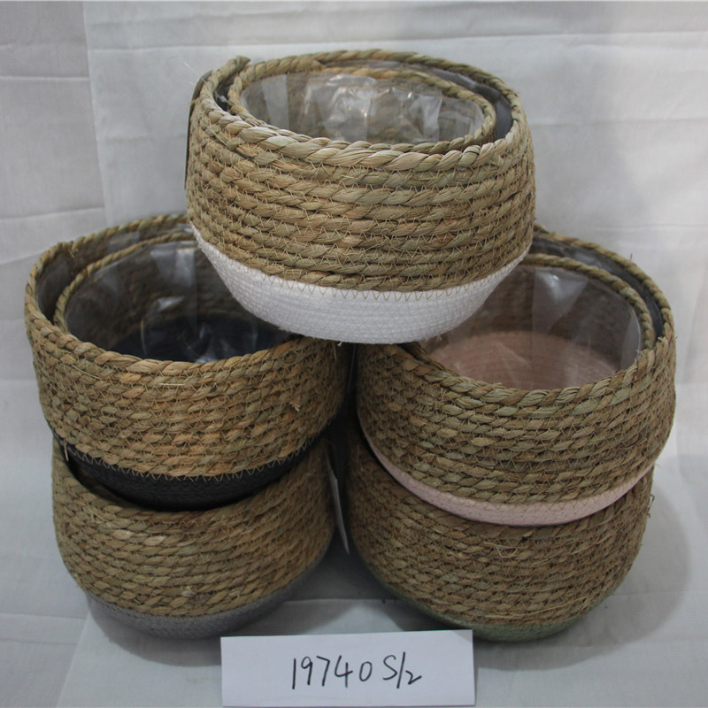 Wholesale custom home decor white woven cotton rope storage basket